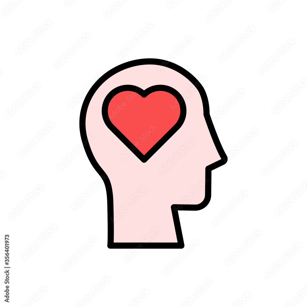 head heart icon. Simple color with outline vector elements of brain process icons for ui and ux, website or mobile application