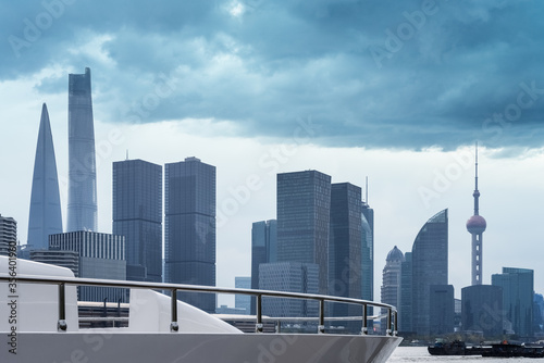 shanghai cityscape in cloudy