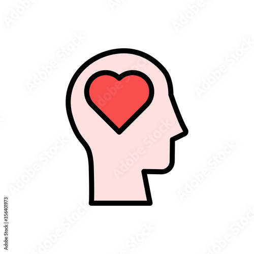 head heart icon. Simple color with outline vector elements of brain process icons for ui and ux, website or mobile application