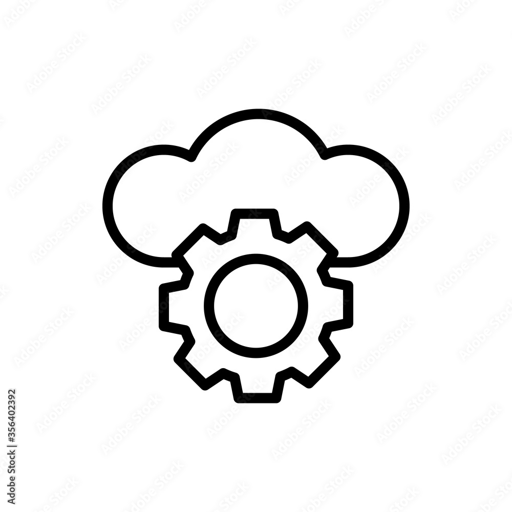 Cloud, gear icon. Simple line, outline vector elements of internet storage icons for ui and ux, website or mobile application Cloud, gear icon. Simple line, outline vector elements of internet storage icons for ui and ux, website or mobile application