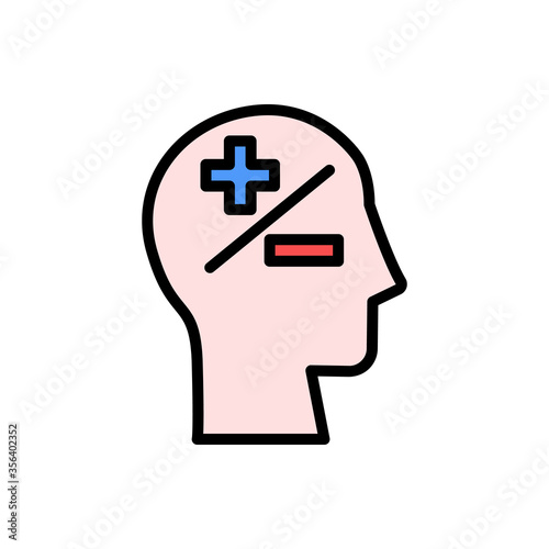 head plus minus icon. Simple color with outline vector elements of brain process icons for ui and ux, website or mobile application