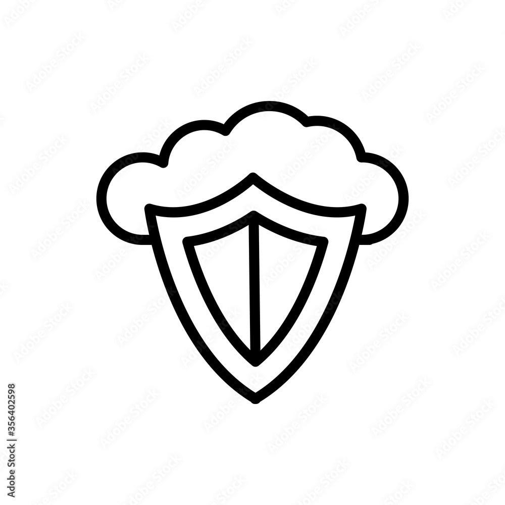 Cloud, shield icon. Simple line, outline vector elements of internet storage icons for ui and ux, website or mobile application Cloud, shield icon. Simple line, outline vector elements of internet storage icons for ui and ux, website or mobile application