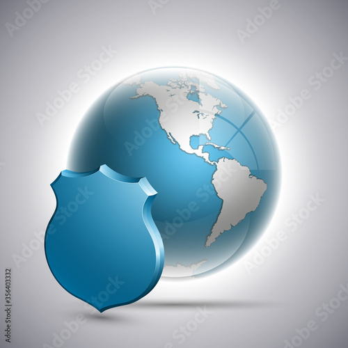 Planet protected icon, Earth for shield. Security World, Peace saved
