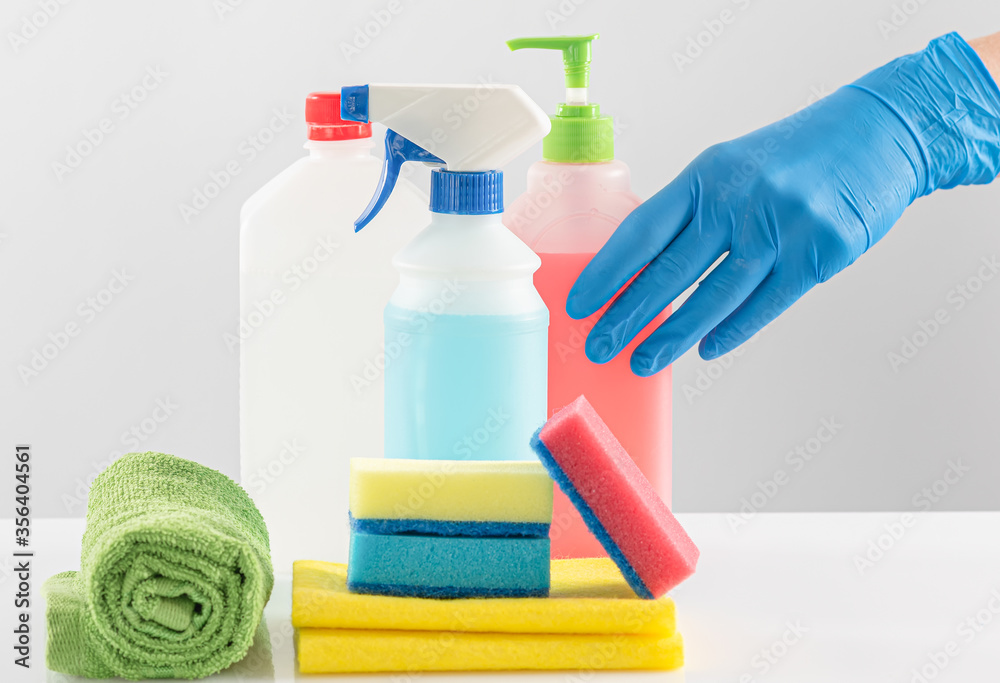 set of detergents and cleaners for cleaning rooms on a white background set of detergents and cleaners for cleaning rooms on a white background