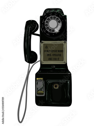 Vector image of Public phone isolated with transparent background