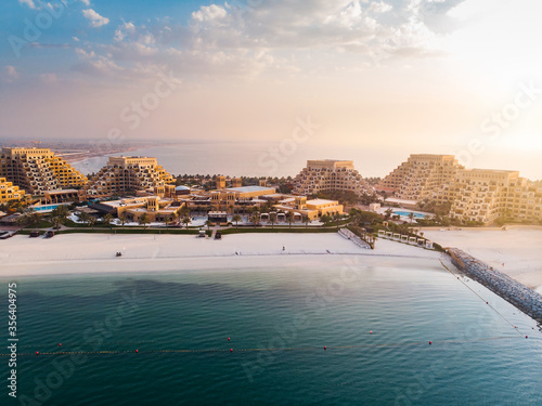 Cuadro en lienzo Marjan Island beach and waterfront in Ras al Khaimah emirate in the UAE aerial v