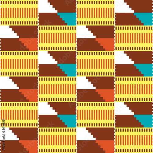 African Kente tribal seamless vector pattern, retro nwentoma mud cloth style vector textile design
 photo