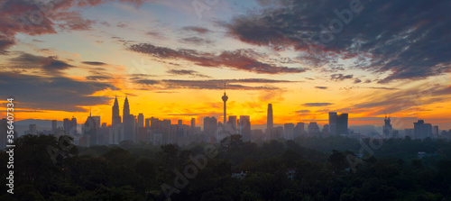 Photography Panorama cityscape view of Kuala lumpur city in morning