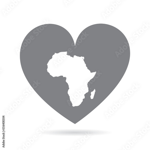 Africa country map inside a grey love heart. National pride
