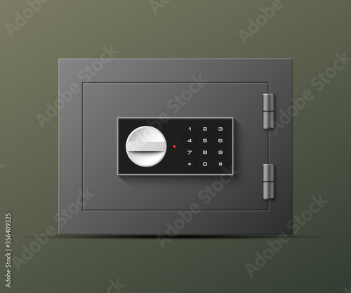 Image of a steel safe. Armored box background. The door safe a bank vault with a combination lock. Reliable Data Protection. Long-term savings. Deposit box safe icon.Protection of personal information