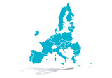 Mapa actual azul de la Unión Europea.