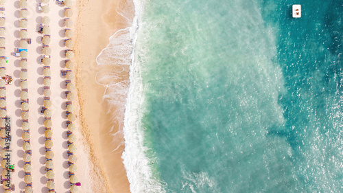 Aerial view of beautiful clear beach. Sea Aerial view.