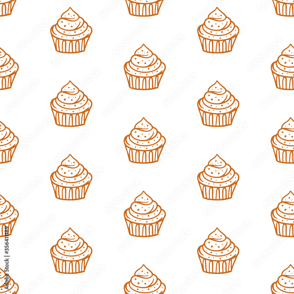 Cupcakes seamless pattern with baked goods Cupcakes seamless pattern with baked goods