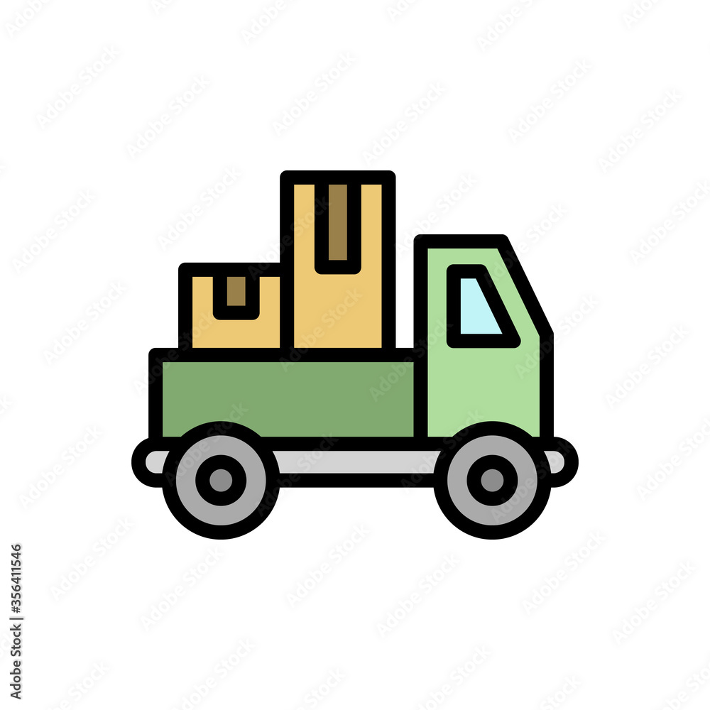 Delivery truck, manufacturing icon. Simple color with outline vector elements of production icons for ui and ux, website or mobile application
