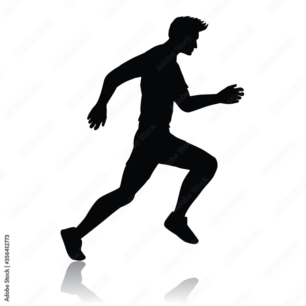 Vector silhouette of a running man. Sports icon.