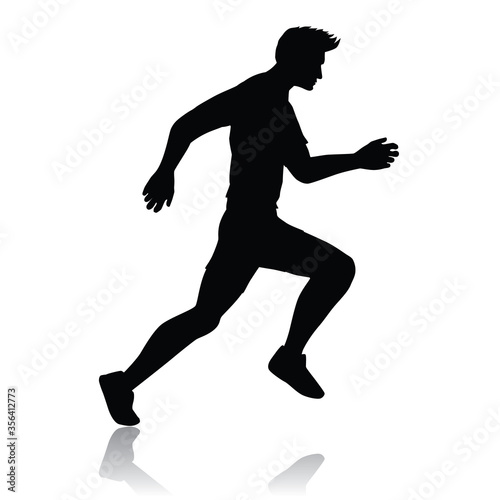 Vector silhouette of a running man. Sports icon.
