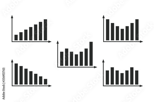 Bar charts are arranged with an arrow axis. Grow the business concept of graphics