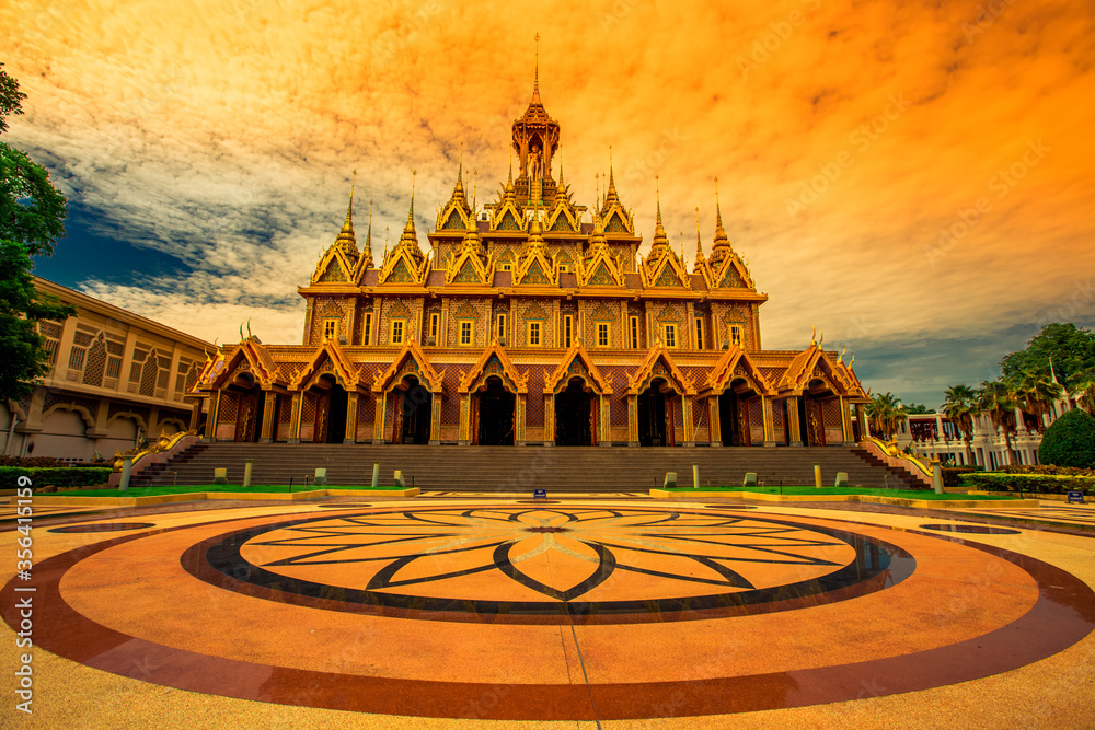The Golden Castle (Prasat Thong Kham) - Uthai Thani: 6 June 2020: Atmosphere within a religious tourist attraction in Wat Tha Sung (Chantaram) in Nam Suem area, Mueang Uthai Thani, Thailand.