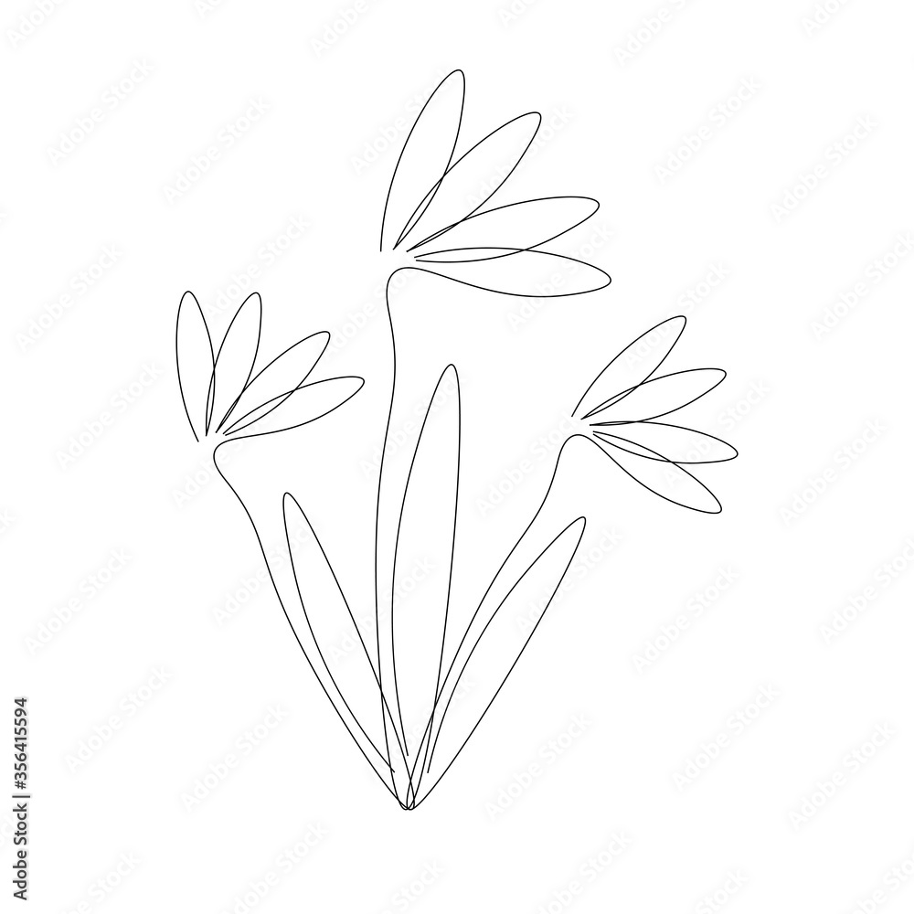 Obraz premium Flowers on white background, vector illustration