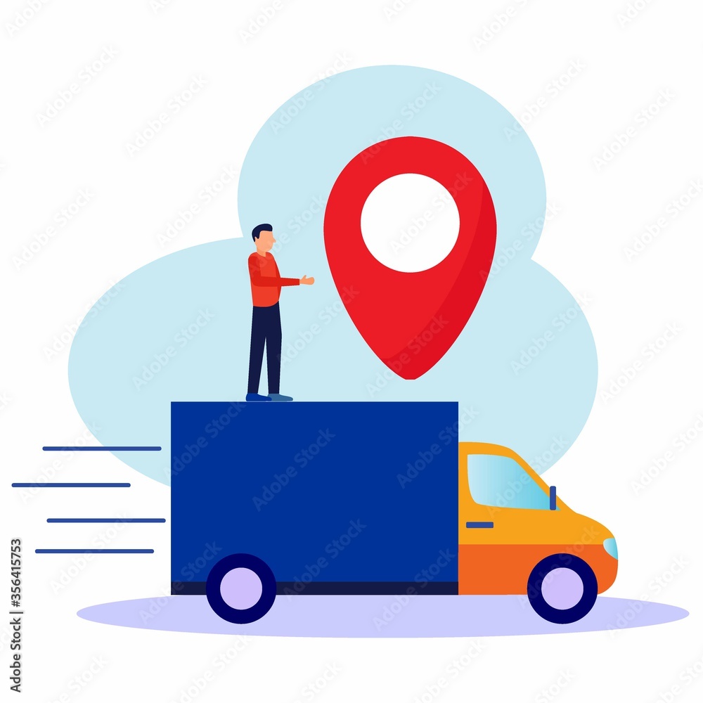 GPS system, cartographic display, location on the city map, man to the location with the help of navigation, paved road to the car - Vector. GPS system, cartographic display, location on the city map, man to the location with the help of navigation, paved road to the car - Vector.