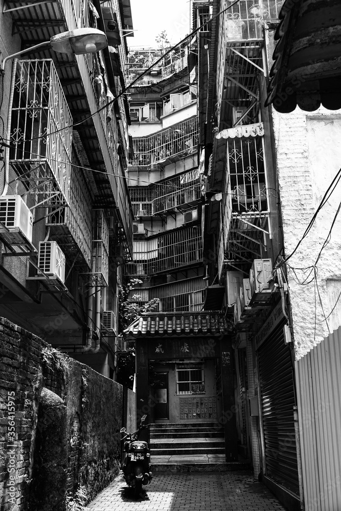 Industrial city street Hong Kong