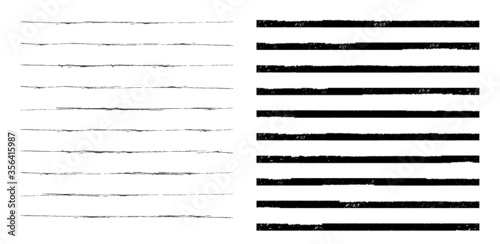 Brush Stroke Collection . Grunge lines . Vector stripes . Distressed Black dividers . set of dirty Textured shape .scratches for your design.