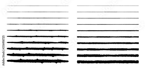 Brush Stroke Collection . Grunge lines . Vector stripes . Distressed Black dividers . set of dirty Textured shape .scratches for your design.