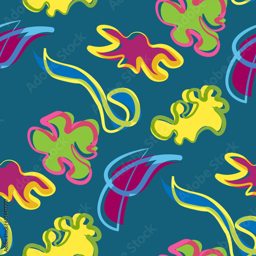bright colored abstract seamless doodle pattern shapes