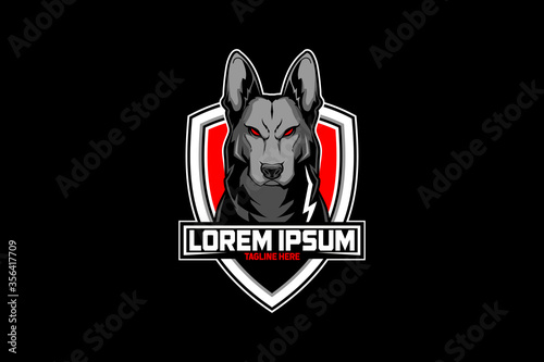 Animal German Shepard dog badge logo vector