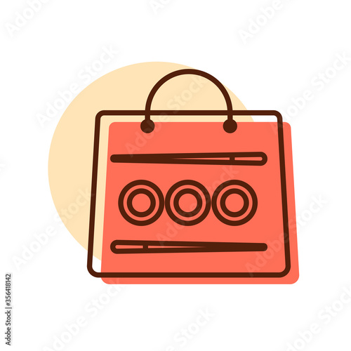 Sushi delivery vector icon. Bag for sushi delivery