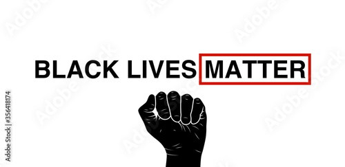 words black lives matter against a white background with black fist below