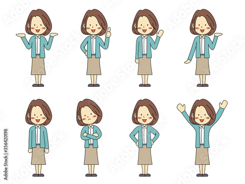 働く女性OLポーズイラスト