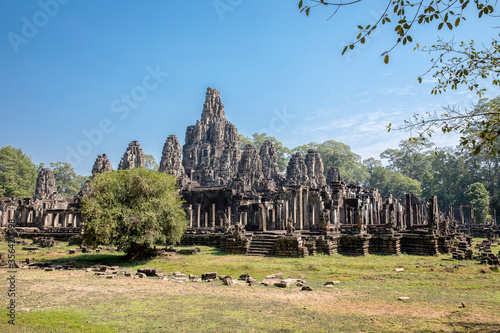 Ruins of Bayon Temple, Angkor Wat complex, Siem Reap, Cambodia.