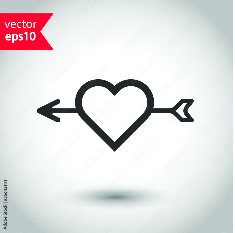 Plakat Heart vector icon. Love heart flat sign design. Valentines day heart icon. Add or delete remove heart icon. EPS 10 flat symbol pictogram