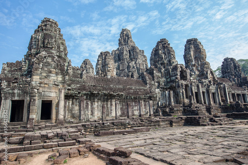 Ruins of Bayon Temple, Angkor Wat complex, Siem Reap, Cambodia.