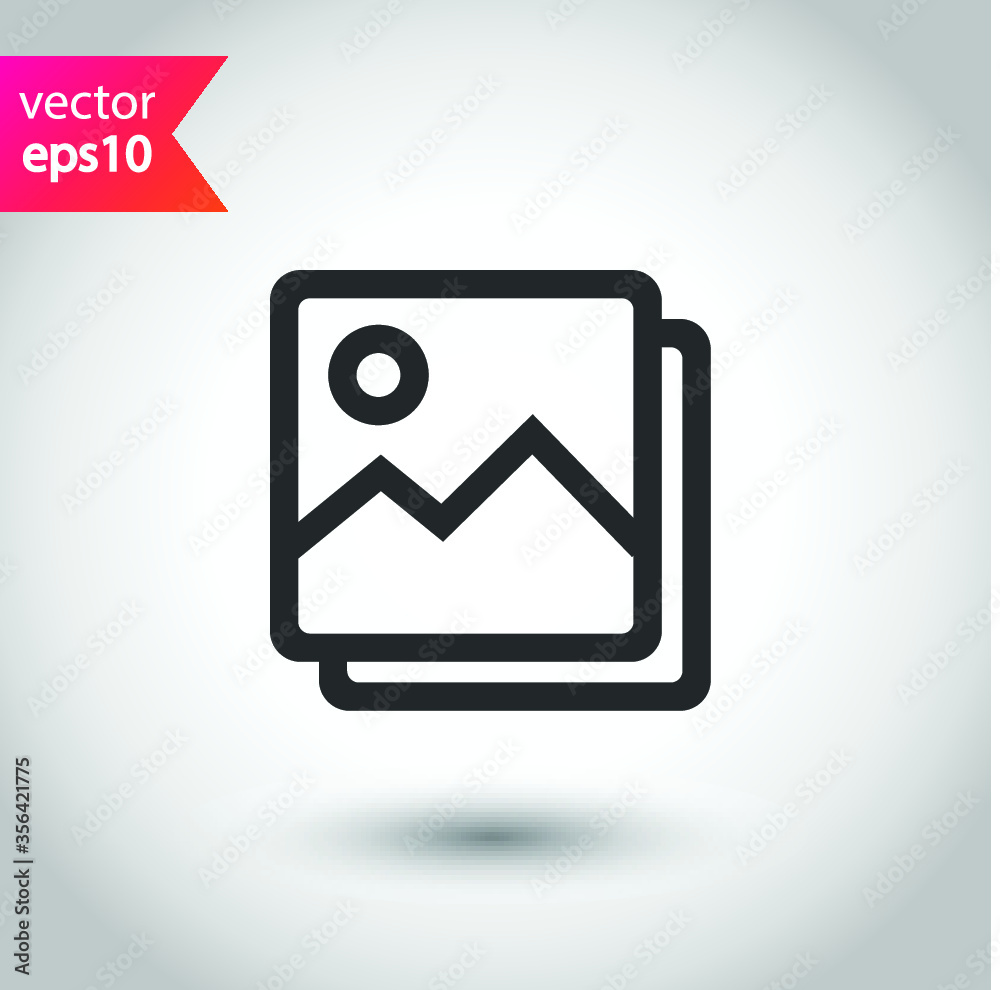 Gallery vector icon. Picture icon. Uploading pictures icon. Photograph picture flat sign design. Missing image sign. EPS 10 flat symbol pictogram
