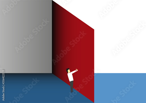 Person pushing against wall of exclusion