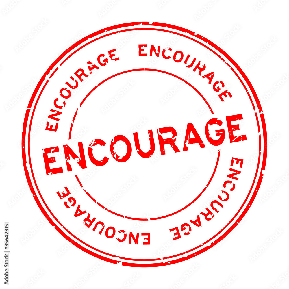 Grunge red encourage word round rubber seal stamp on white background Grunge red encourage word round rubber seal stamp on white background
