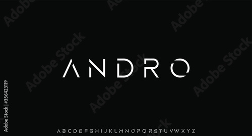 ANDRO, futuristic modern geometric alphabet vector
