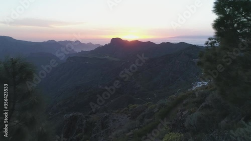 Caldera de Teresa with the village of Artenara at the Canary Islands in Gran Canaria