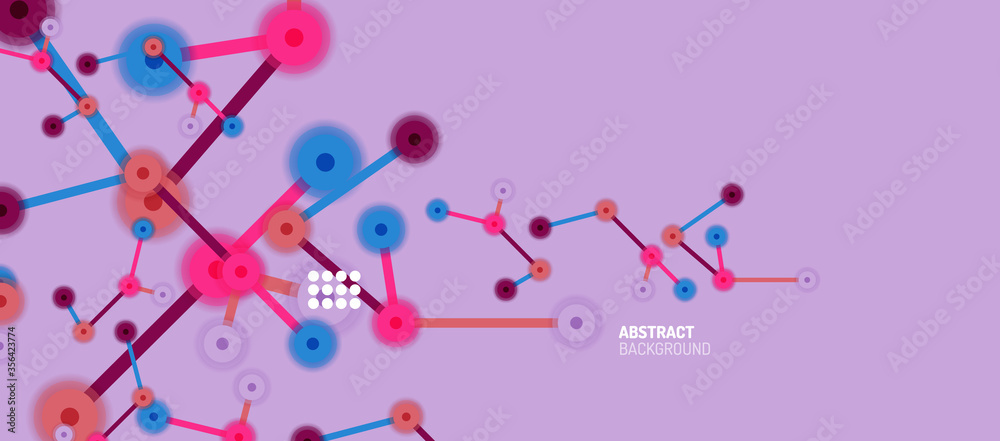 Flat style geometric abstract background, round dots or circle connections on color background. Technology network concept. Flat style geometric abstract background, round dots or circle connections on color background. Technology network concept.