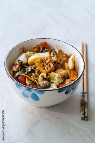 Tofu with Black Bean Sauce and Vegetables.