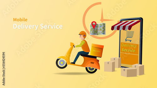 Vector Delivery online shopping on smartphone.