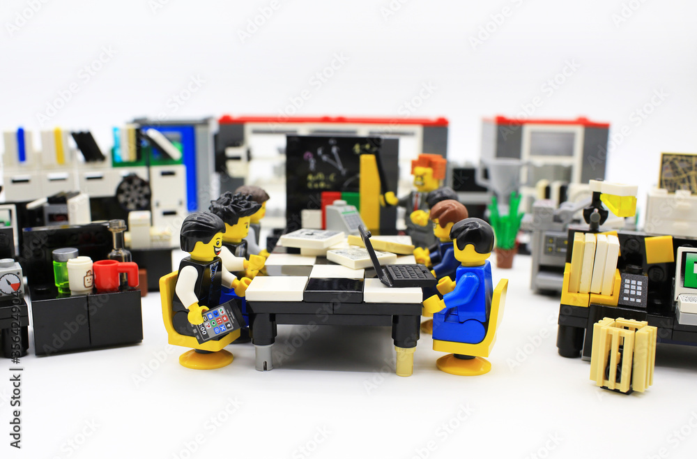 temperament Indtil Uundgåelig HONG KONG,MARCH 22: Studio shot of Lego people in office, combine from  different set. Legos are a popular line of plastic construction toys  manufactured by The Lego Group in Denmark Stock Photo 