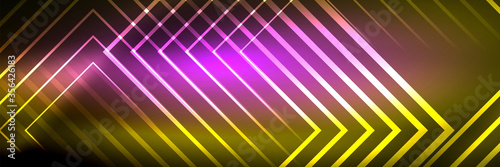 Shiny neon glowing techno lines  hi-tech futuristic abstract background template with square shapes