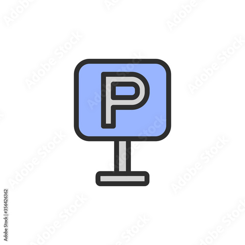 Sign, parking icon. Simple color with outline vector elements of shopping center icons for ui and ux, website or mobile application