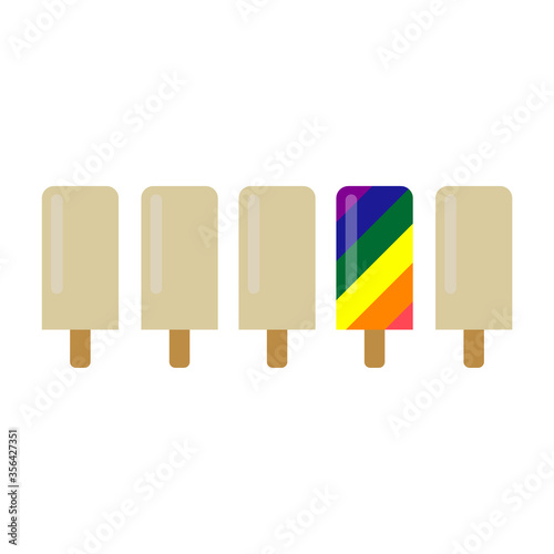 Ice cream on a stick. Four grand. Flat style. Vector illustration LGBT