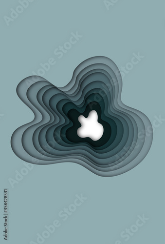 Three dimensional abstract shaped hole in blue colored card