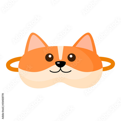 Children sleep mask cat on white background. Face mask for sleeping human isolated in flat style