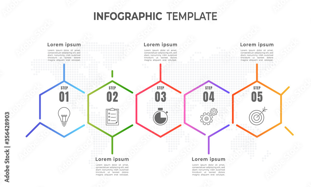 Modern hexagon timeline infographic 5 options. Modern hexagon timeline infographic 5 options.